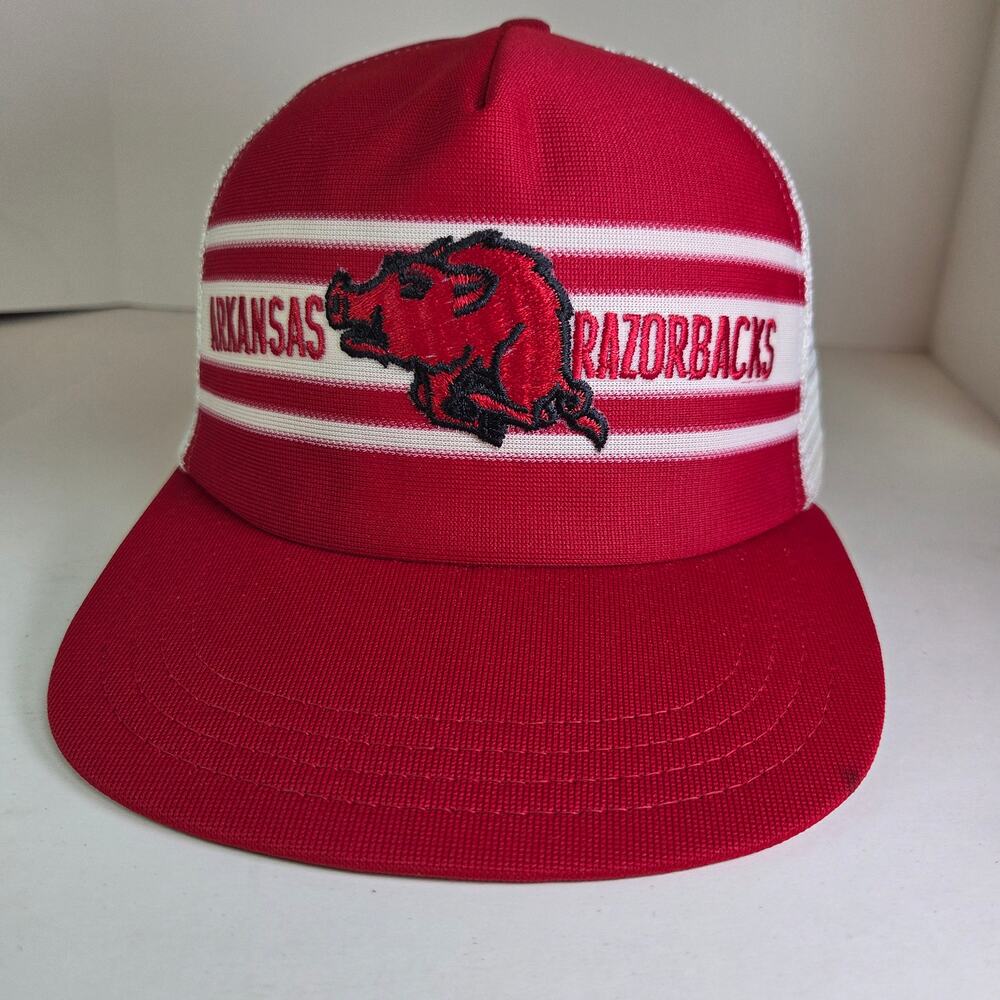 Vintage Arkansas Razorbacks Trucker Hat Mesh Snapback Made USA 70s 80s